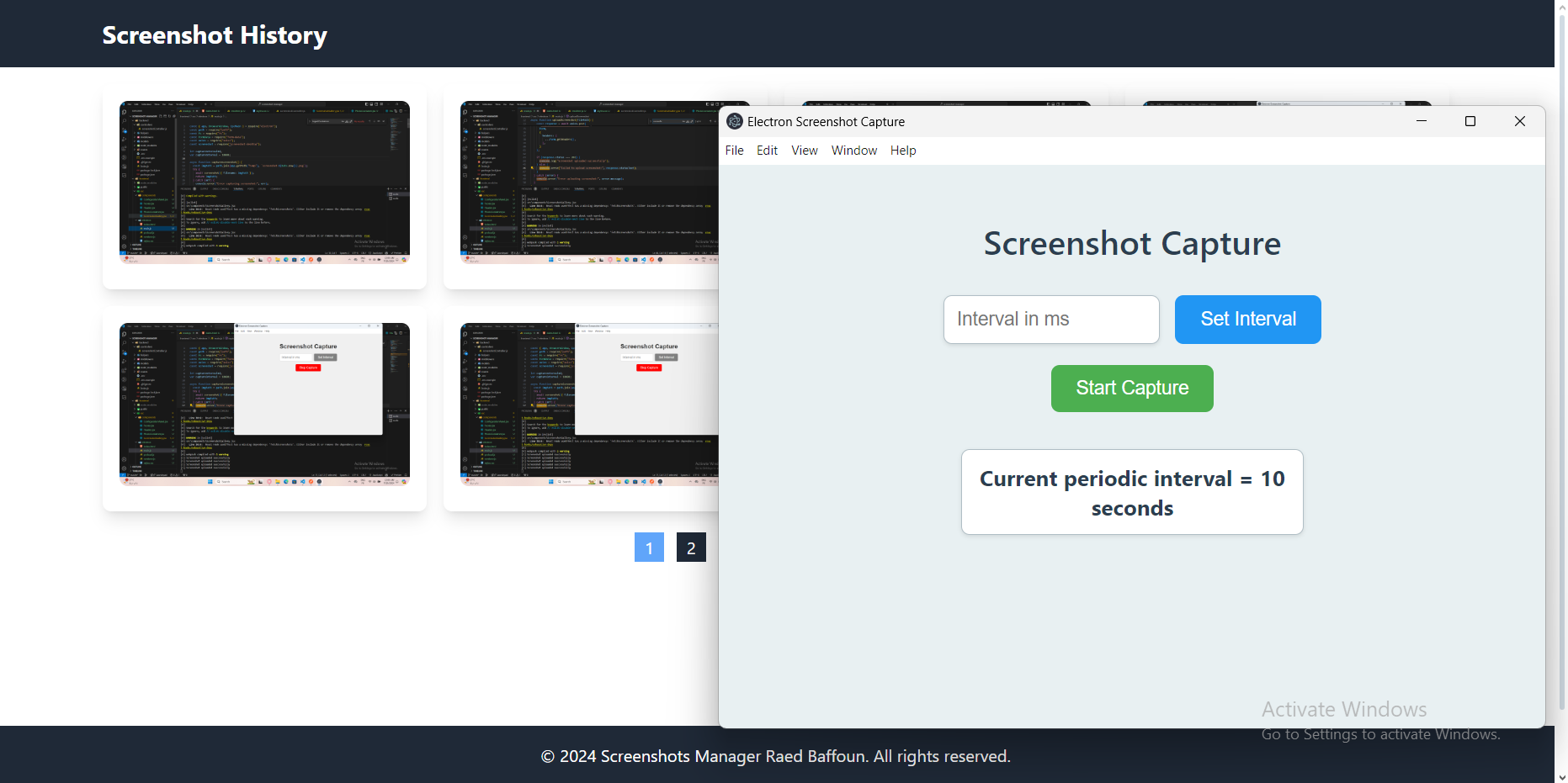 Periodic screenshot app